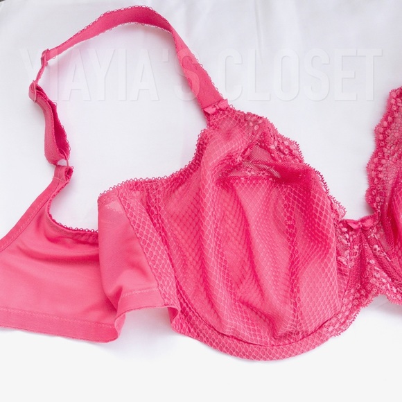 Elomi 42DDD Charley (4382) Banded Stretch Lace Plunge Underwire Bra Honeysuckle - Picture 11 of 16